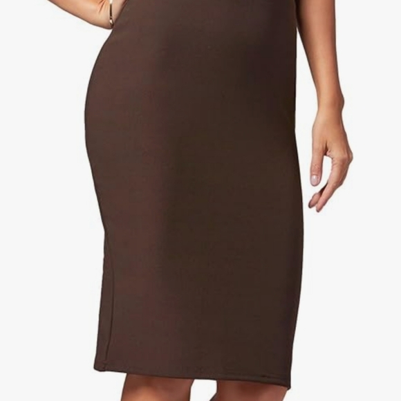 Express Brown High Waisted Pencil Skirt - Picture 2 of 4